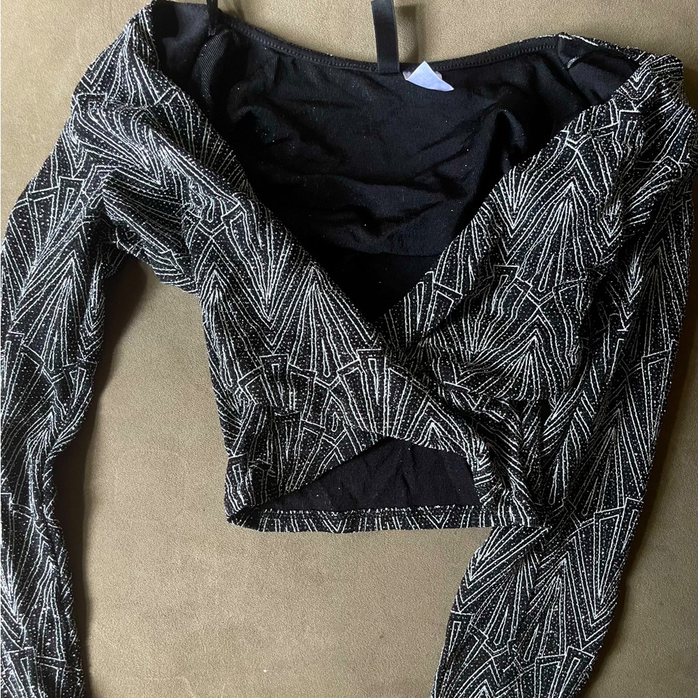 Sparkly Long Sleeve Low Cut Top